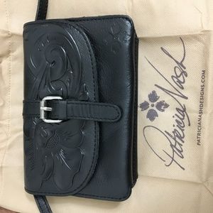 NWT-PATRICIA NASH TORRI BLACK TOOLED LEATHER CROSS